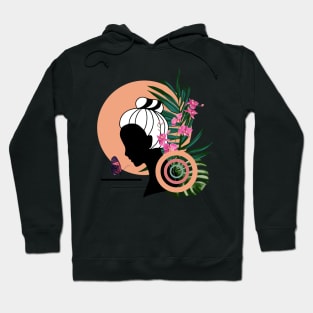 Minimalistic Woman and Real exotic Flowers Hoodie